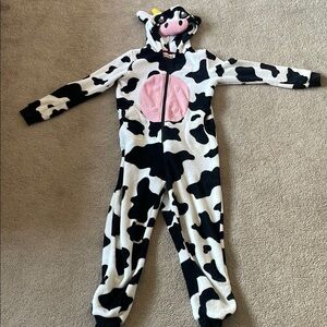 Women's Cow Print Hooded Onesie